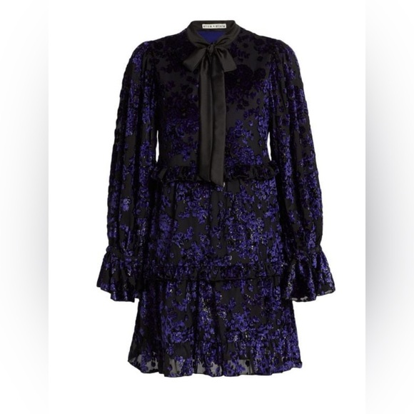 Alice + Olivia Dresses & Skirts - Alice + Olivia Moranne Ruffled Tiered Mini Dress in Midnight Blue NWT M Medium